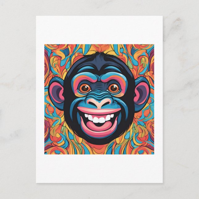 Carte Postale Chimpanzé fou mignon (Devant)