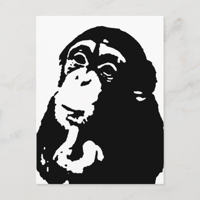 Carte Postale Chimpanzé Pop Art Thinking (Devant)