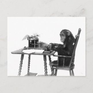 Carte Postale Chimpanzé tapant