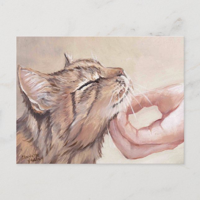Carte postale Chin Scratch Cat Art (Devant)