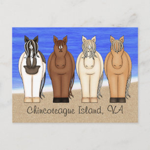 Carte Postale Chincoteague Island VA Ponies au Beach Horse