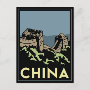 Carte Postale chine grand mur asie art déco voyage rétro