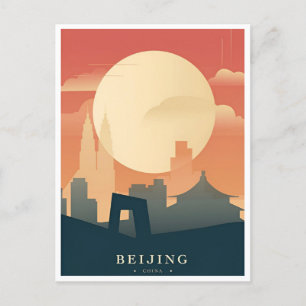 Carte Postale Chine Pékin vintage Chine Voyage aquarelle