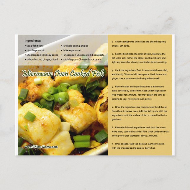 Carte postale chinoise de la recette de poisson cu (Devant)