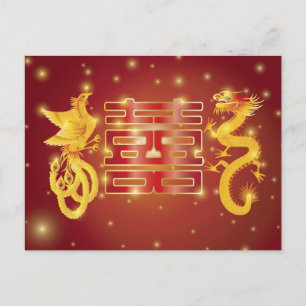 Carte postale chinoise Dragon et Phoenix