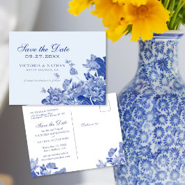 Carte Postale Chinoiserie Florale Bleue et Blanche Enregistrer l