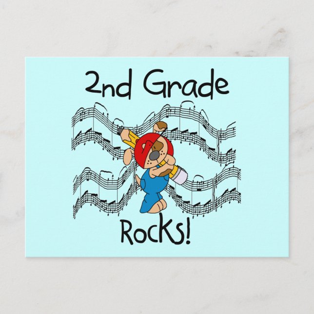 Carte Postale Chiot 2e grade Rocks T-shirts et cadeaux (Devant)
