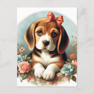 Carte Postale Chiot Beagle vintage