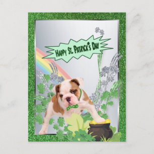 Carte Postale Chiot Chien Chien Trois Heureux Jour de la St Patr