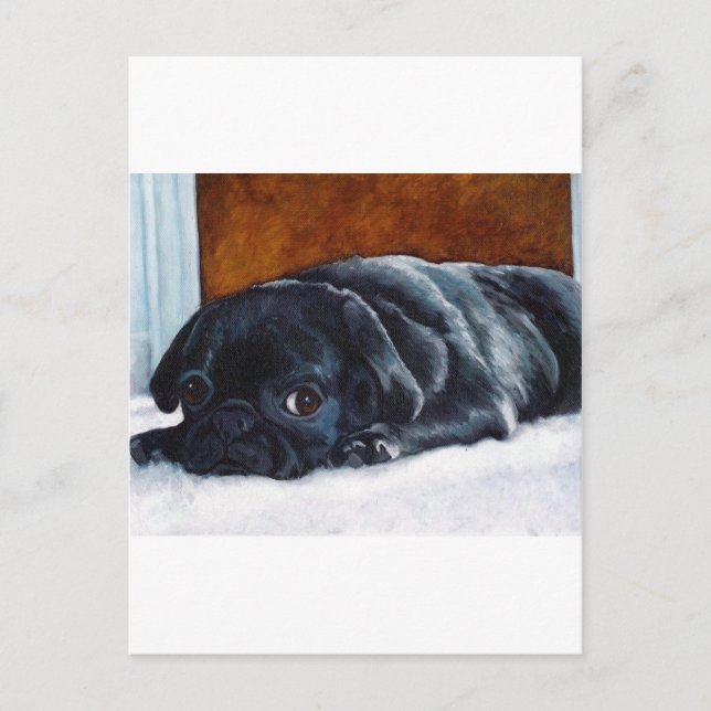 Carte Postale Chiot de Carlin noir (Devant)