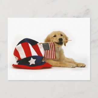 Carte Postale Chiot d'or patriotique