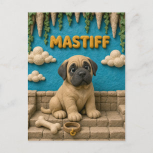 Carte Postale Chiot Mastiff Mignon, Bébé Chien