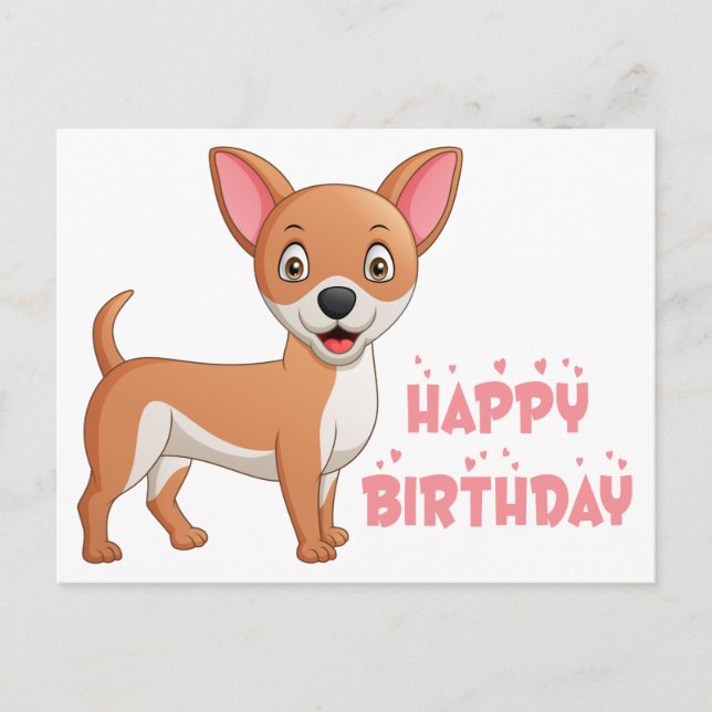 Carte Postale Chiot Mignon Dessin Animé Drôle Anniversaire Chihu (Devant)