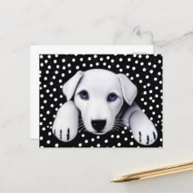 Chiot noir et blanc rétro et À petits pois
