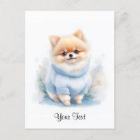 Chiot Pomeranian Aquarelle Mignon Personnalisé