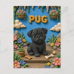 Carte Postale Chiot Pug Mignon, Bébé Chien