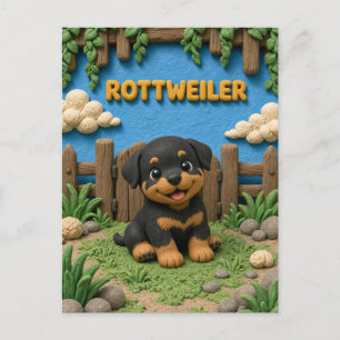 Carte Postale Chiot Rottweiler Mignon, Bébé Chien