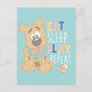 Carte Postale Chiot Scooby-Doo "Mange, Dors, Joue, Répète"