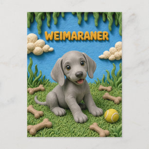Carte Postale Chiot Weimaraner mignon, bébé chien