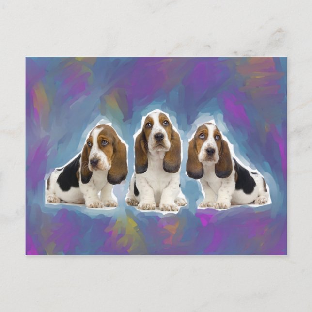 Carte Postale Chiots de Basset Hound (Devant)