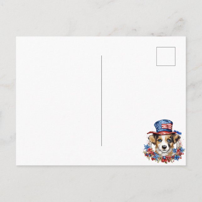 Carte Postale Chiots patriotiques 4 juillet Fête de l'Indépendan (Dos)