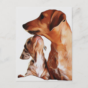 Carte Postale Chiots Teckel Saucisson 7 Semaines Anniversaire Da