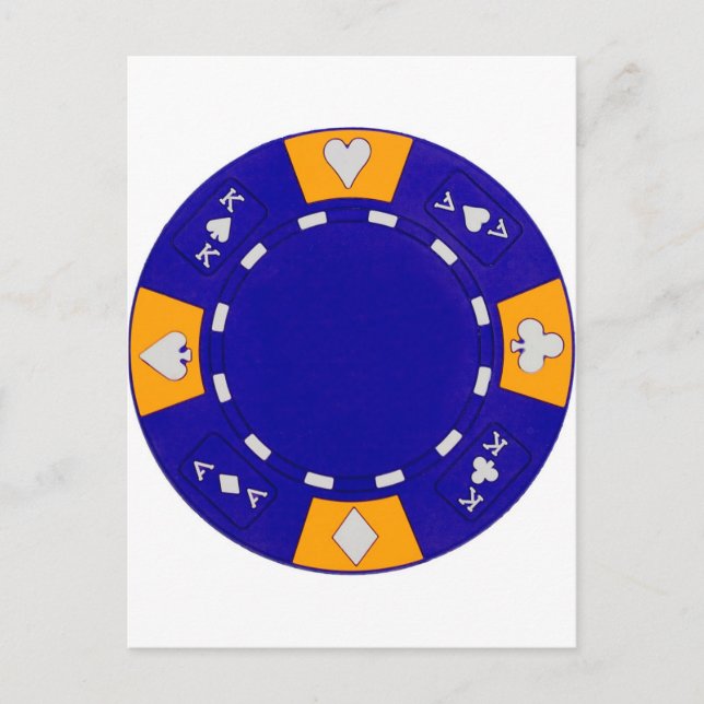 Carte Postale Chip de poker bleu (Devant)