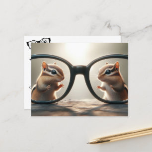 Carte Postale Chipmund avec de grandes lunettes Docteur oeil