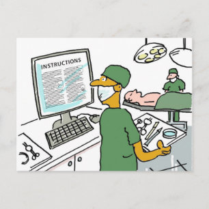 Carte Postale Chirurgien asiatique vérifie les instructions. Drô