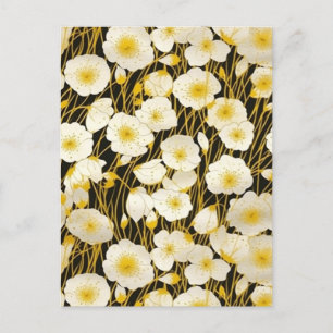 Carte Postale Chiyogami aux fleurs jaunes et blanches