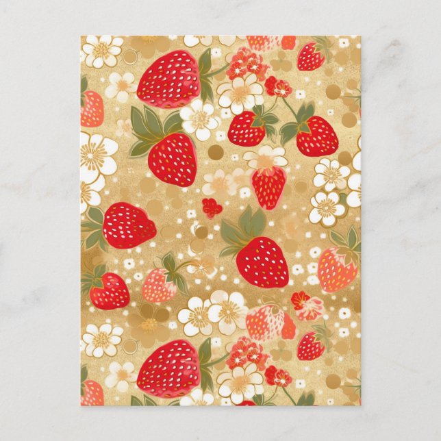 Carte Postale Chiyogami des fraises (Devant)