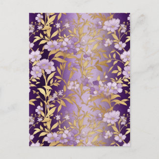 Carte Postale Chiyogami floral pourpre