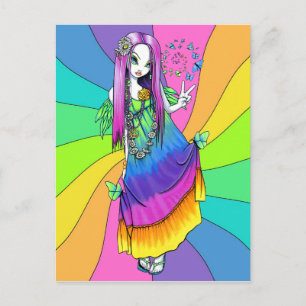 Carte postale "Chloe" Rainbow Peace Hippie