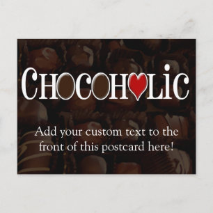 Carte Postale Chocoholic, Brown foncé et Coeur rouge Conception 