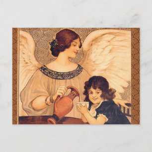 Carte Postale Chocolat Ange Français Antique