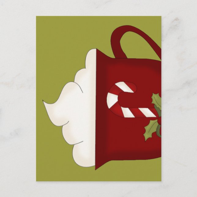 Carte Postale Chocolat chaud Lover rouge avec vert (Devant)