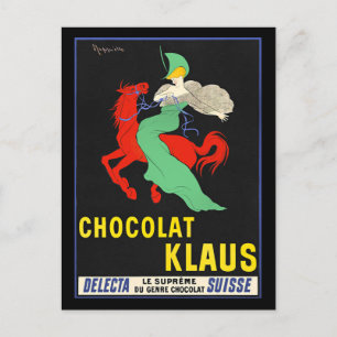 Carte Postale Chocolat Klaus, affiche publicitaire vintage,
