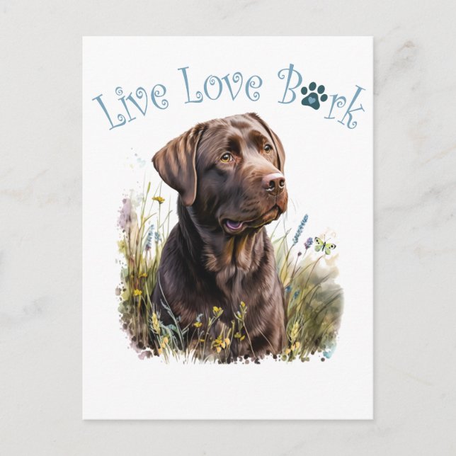Carte Postale Chocolat Lab Chien Maman Florale (Devant)
