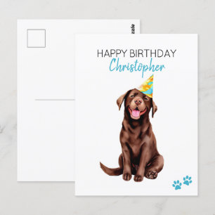 Carte Postale Chocolat Lab Chien Personnalisé Joyeux anniversair