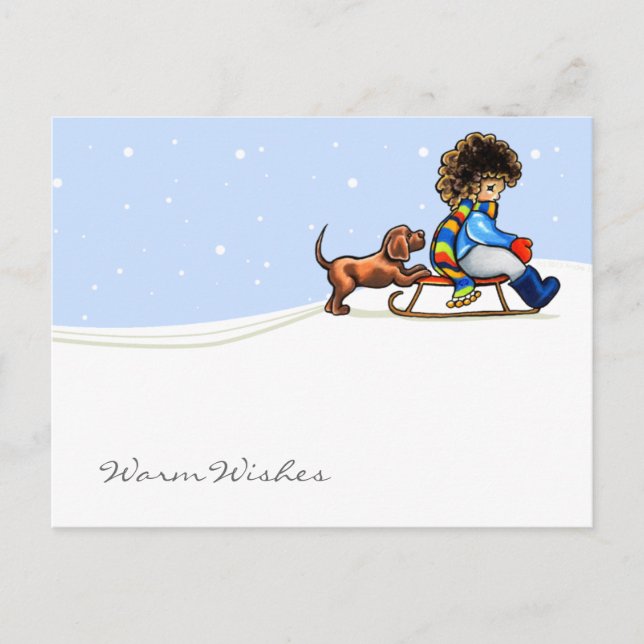 Carte Postale Chocolat Lab Petit Aide Hiver Texte Personnalisé (Devant)
