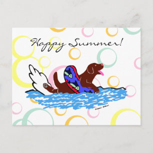 Carte Postale Chocolat Labrador Natation