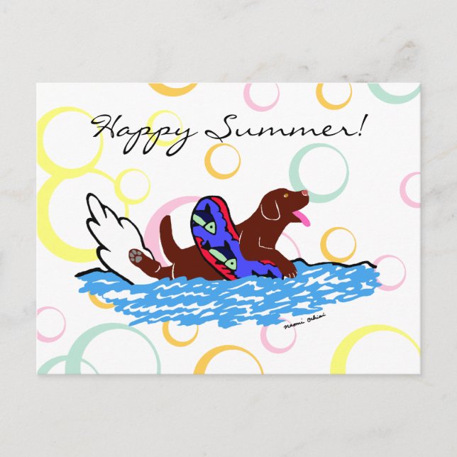 Carte Postale Chocolat Labrador Natation (Devant)
