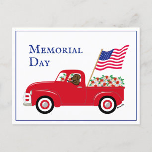 Carte Postale Chocolat Labrador Red Truck Memorial Day frontière
