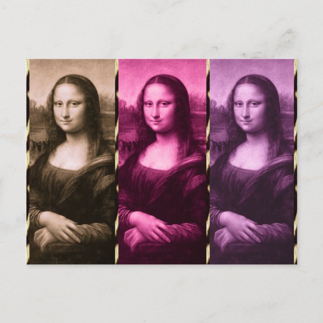 Carte Postale Chocolat rose violet Poster de animal Mona Lisa (Devant)