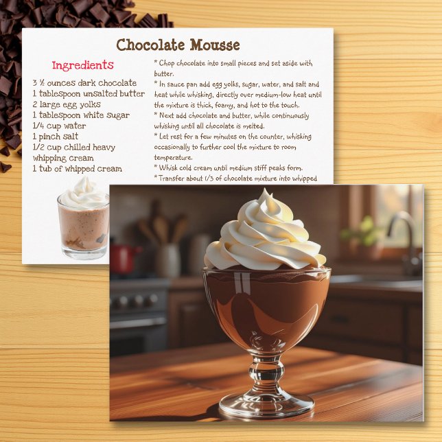 Carte Postale Chocolate  Mousse Recipe Card (Créateur téléchargé)