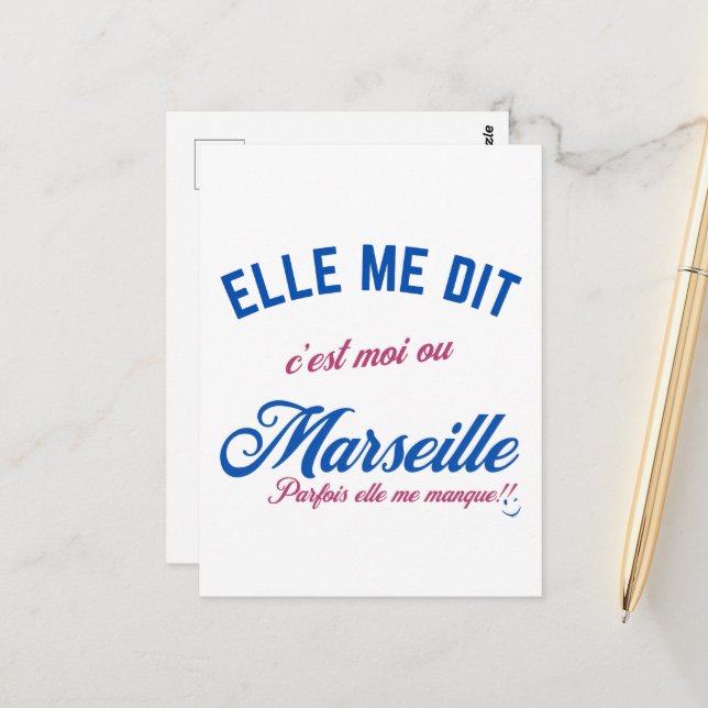 Carte Postale Choix Cornélien : Amour ou Marseille" (Devant/Arrière en situation)