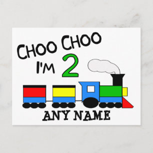 Carte Postale Choo Choo J'ai 2 ans !  Avec TRAIN