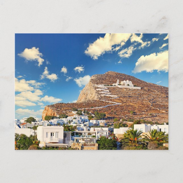Carte Postale Chora avec l'église Panagia à Folegandros (Devant)