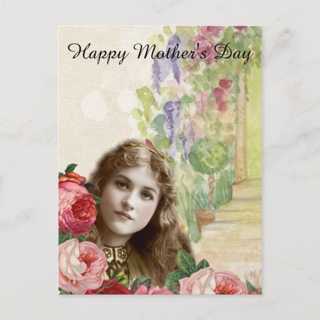 Carte Postale Chou victorien Rose femme Floral (Devant)