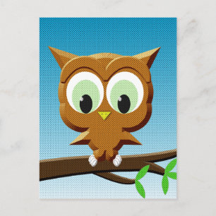 Carte Postale Chouette à caricature au papier